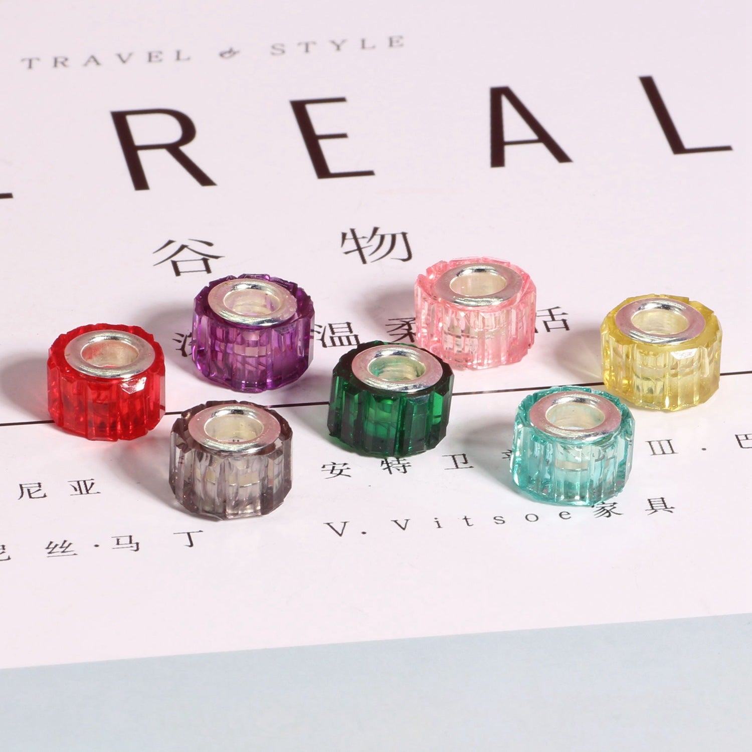 Faceted Cylindrical Resin Spacer Beads 11mm Large Hole 50pcs