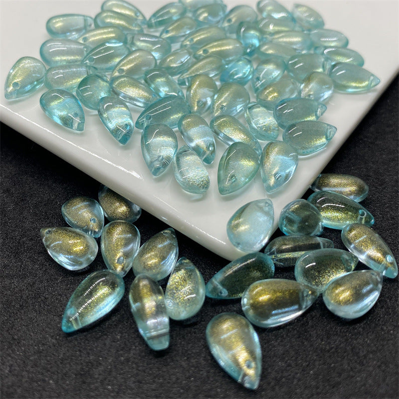 Czech Glass Beads Teardrop 8mm 14mm Glossy Purple Pink Iridescent 100pcs 11