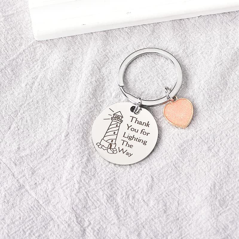 Lighthouse Keychain Stainless Steel with Peach Heart Charm 3