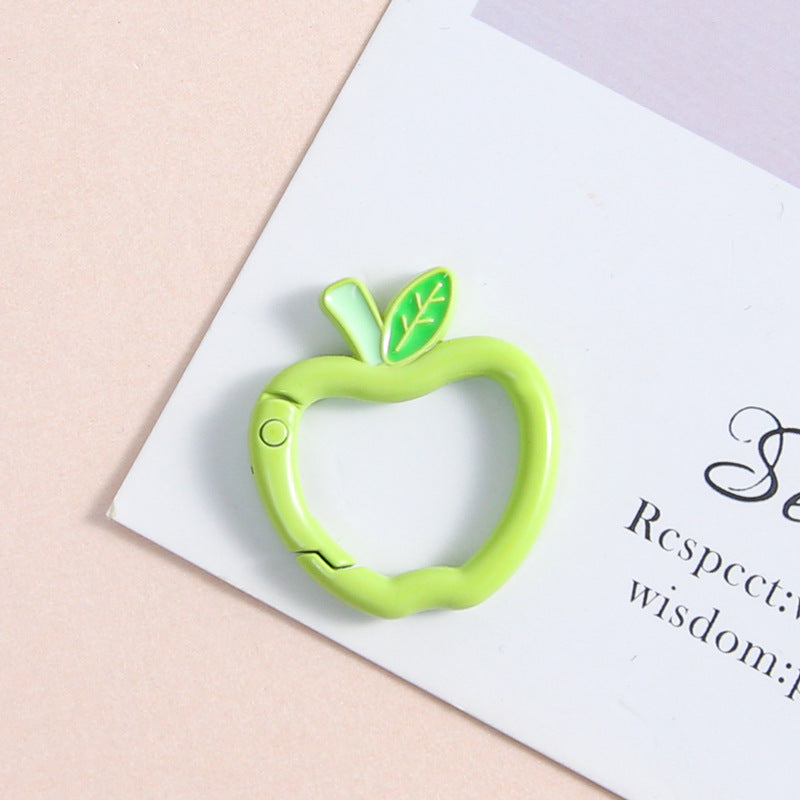 Zinc Alloy Apple Shape Trigger Spring Key Rings 3cm 6pcs 11
