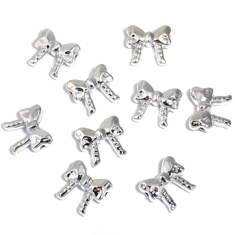 Bow Series CCB Plastic Beads 29mm 25mm Shiny Gold Silver 50pcs 7
