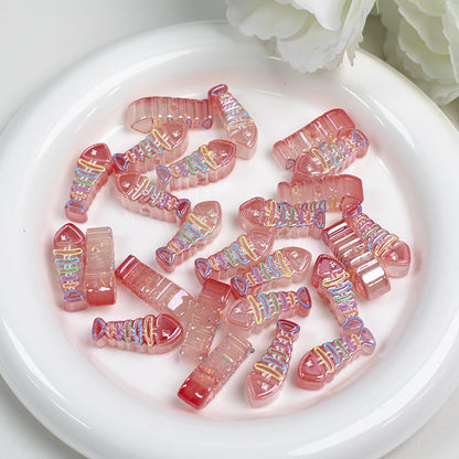 Plating Colorful Fish Bone Resin Beads 24mm 10pcs 17