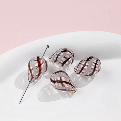 Irregular Hollow Water Drop Blown Glass Beads 22/29mm 4pcs 9