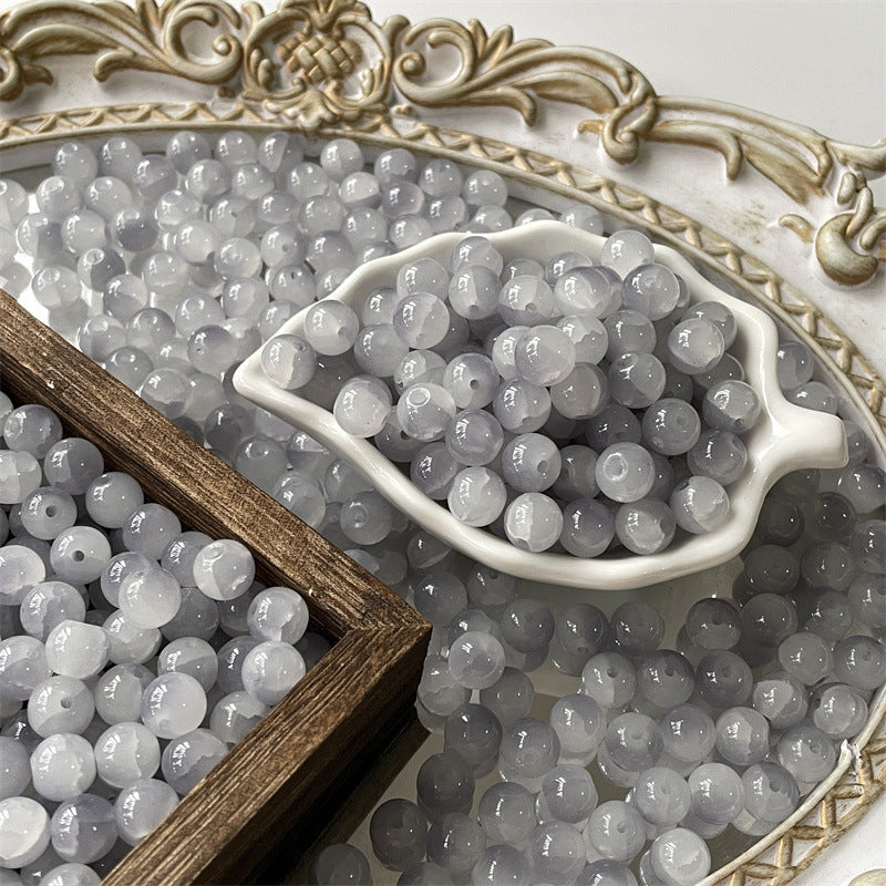 Crackle Round Glass Beads 10mm Imitation White Jade 100pcs 5