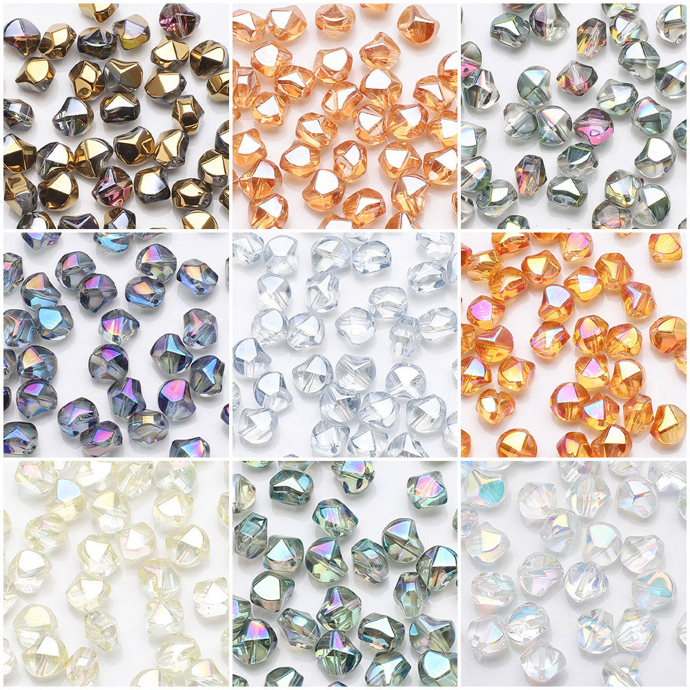 Faceted Four Sided Glass Beads 8mm Electroplated Colorful 50pcs 5