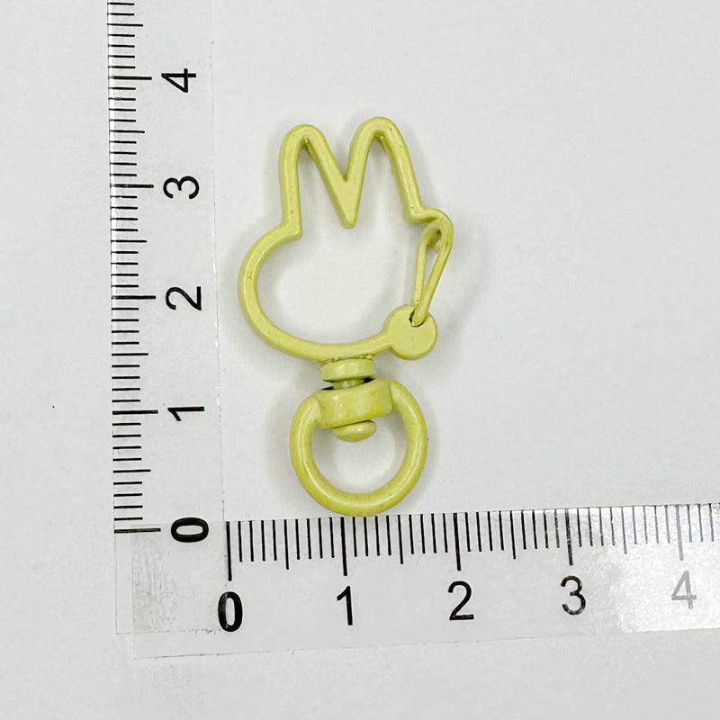 Spray Painted Bunny Head Zinc Alloy Buckle Keychain Clasps 20pcs 12