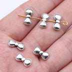 Bow Metal Beads 12x6mm Antique Silver Tone Zinc Alloy 80pcs