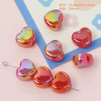 Milky Candy Heart Acrylic Flat Beads 14mm Double Layer 10pcs 5