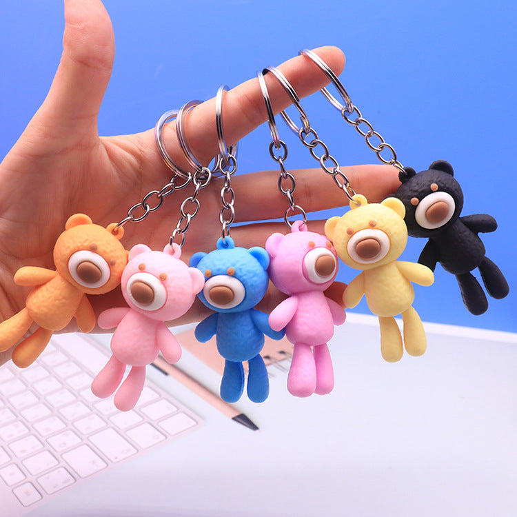 Silicone Bear Keychain Long Leg Colorful Soft Playful Snout