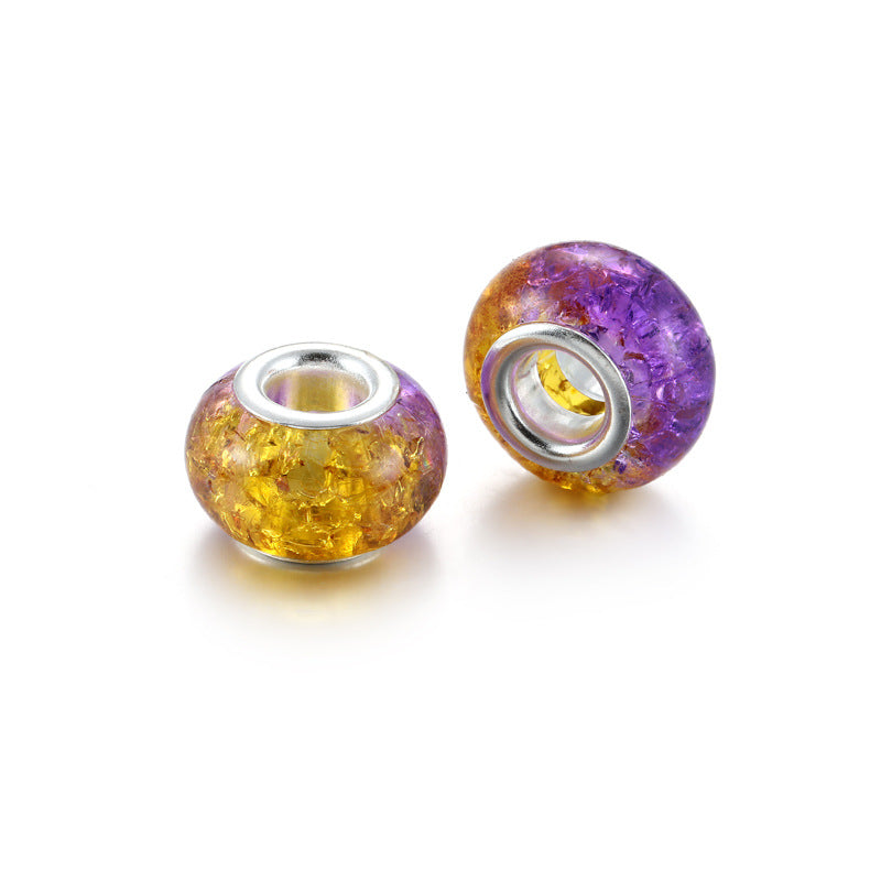 Acrylic Round Spacer Beads 14mm Gradient Two-Color Imitation Crack 100pcs 13