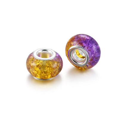 Acrylic Round Spacer Beads 14mm Gradient Two-Color Imitation Crack 100pcs 13