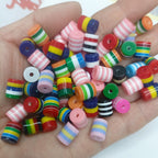 Striped Cylinder Cube Resin Beads 8-10mm Glossy Rainbow Colors 200pcs 2