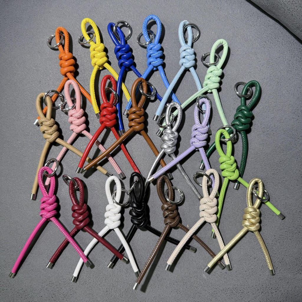 Braided PU Leather Keychain Knot Design Colorful 15cm 3pcs