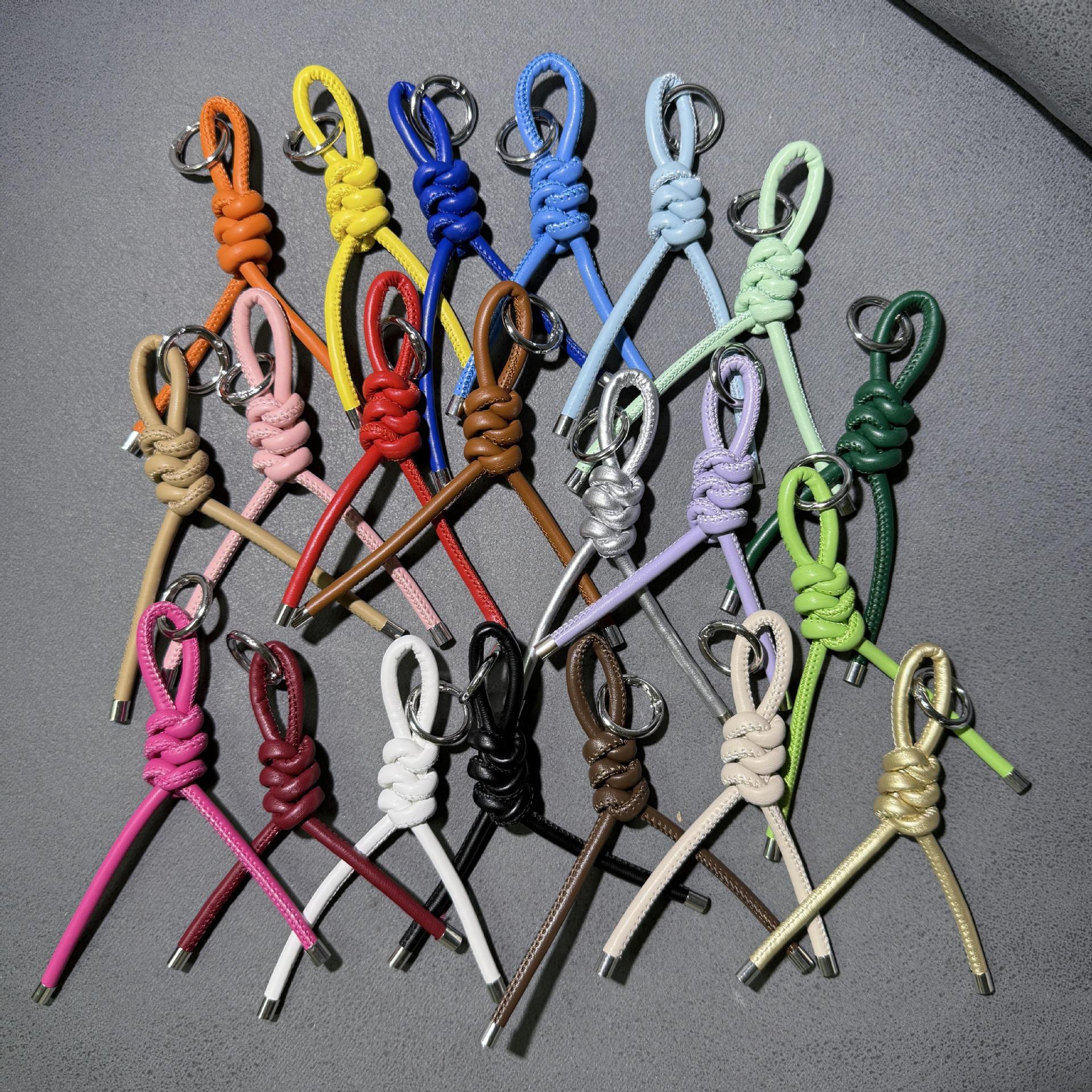 Braided PU Leather Keychain Knot Design Colorful 15cm 3pcs