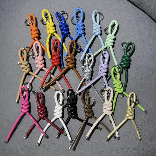 Braided PU Leather Keychain Knot Design Colorful 15cm 3pcs