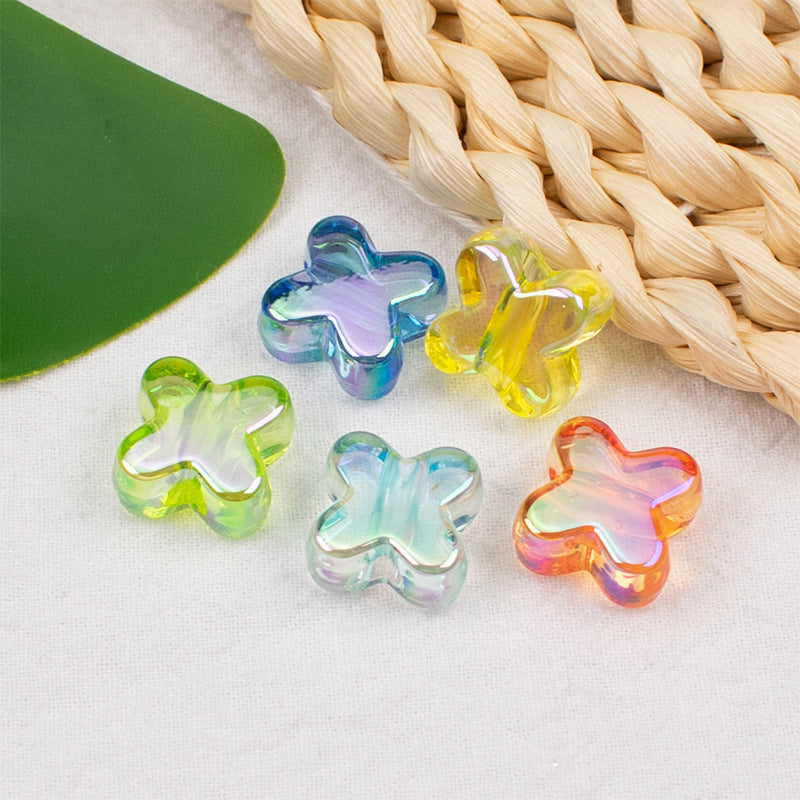 Transparent Clover Acrylic Beads 15x18mm AB Plating Colored 100pcs 3