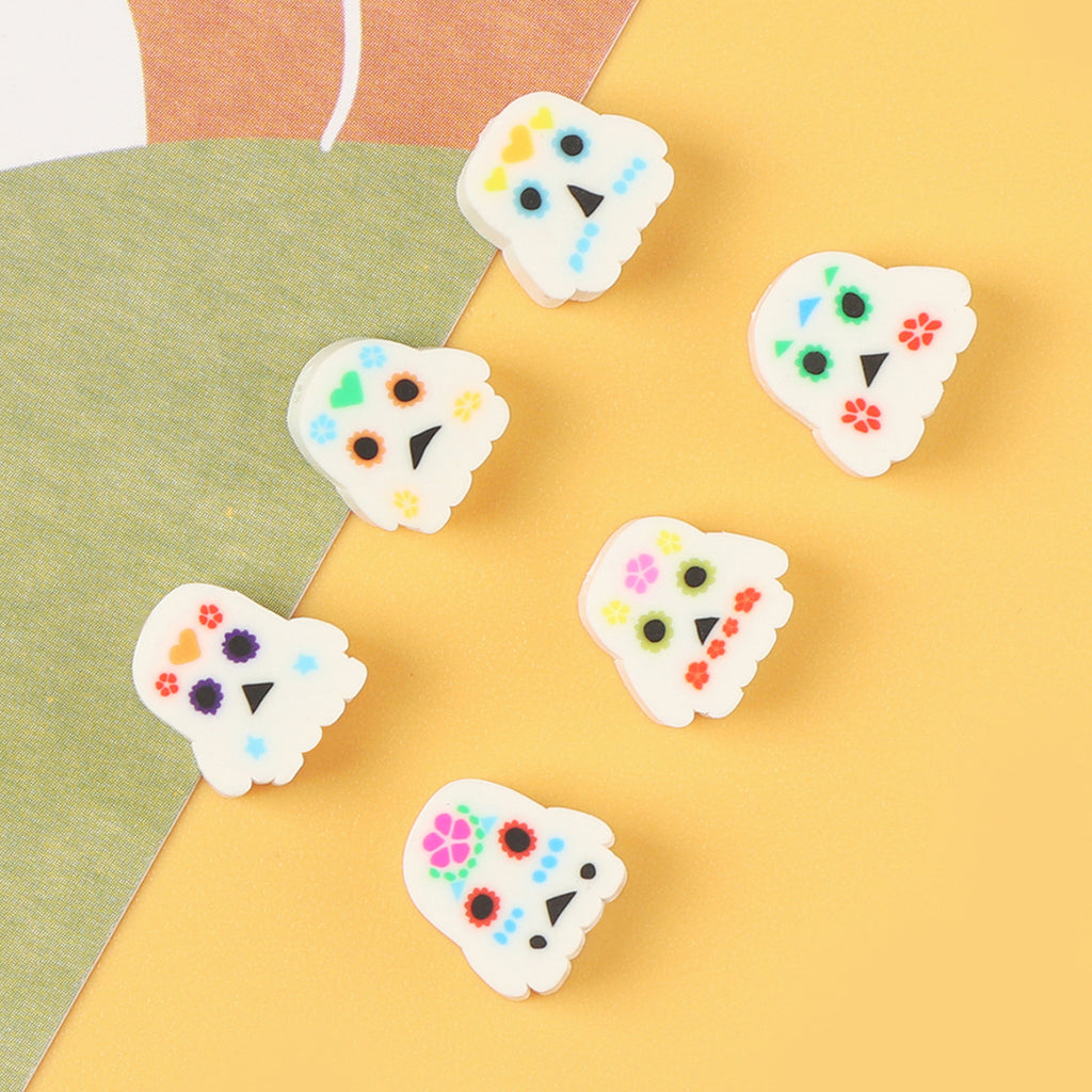 Halloween Ghost Clay Beads 9mm Colorful Floral Heart Design 100pcs 3