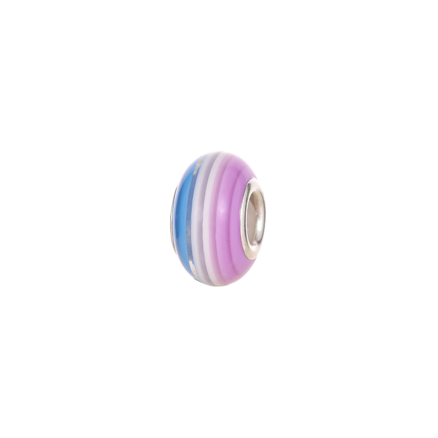 Glass Large Hole Spacer Beads 14mm Rainbow Candy Section Striped 20pcs 30