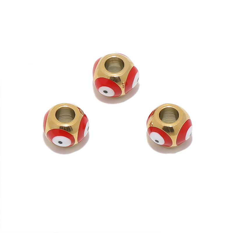 Stainless Steel Round Metal Beads 8mm Multicolor Evil Eye 10pcs 9