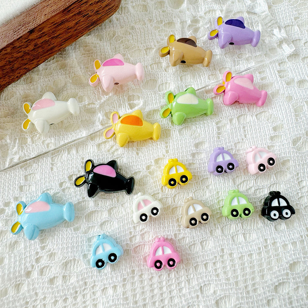 Car and Plane Metal Beads 8mm 16mm Baking Painted Alloy 20pcs