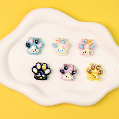 Glossy Pastel Cat Paw Resin Beads 25mm Shiny Plating 10pcs 12