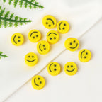 Flat Clay Beads 10mm Yellow Smiley Face Polymer 200pcs 3