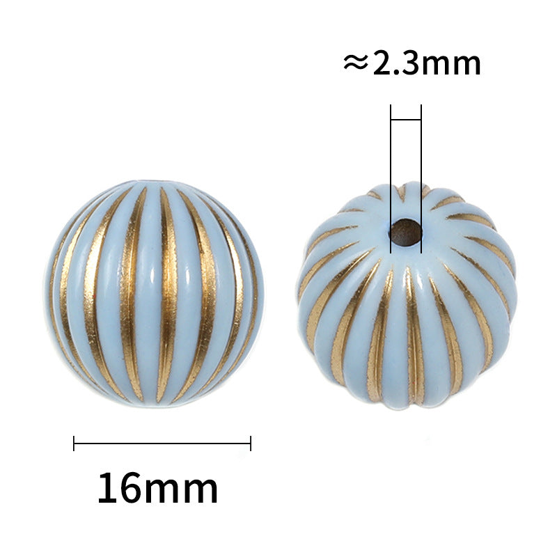 Gilded Striped Acrylic Beads 16mm Pastel Mixed Colors 50pcs 3