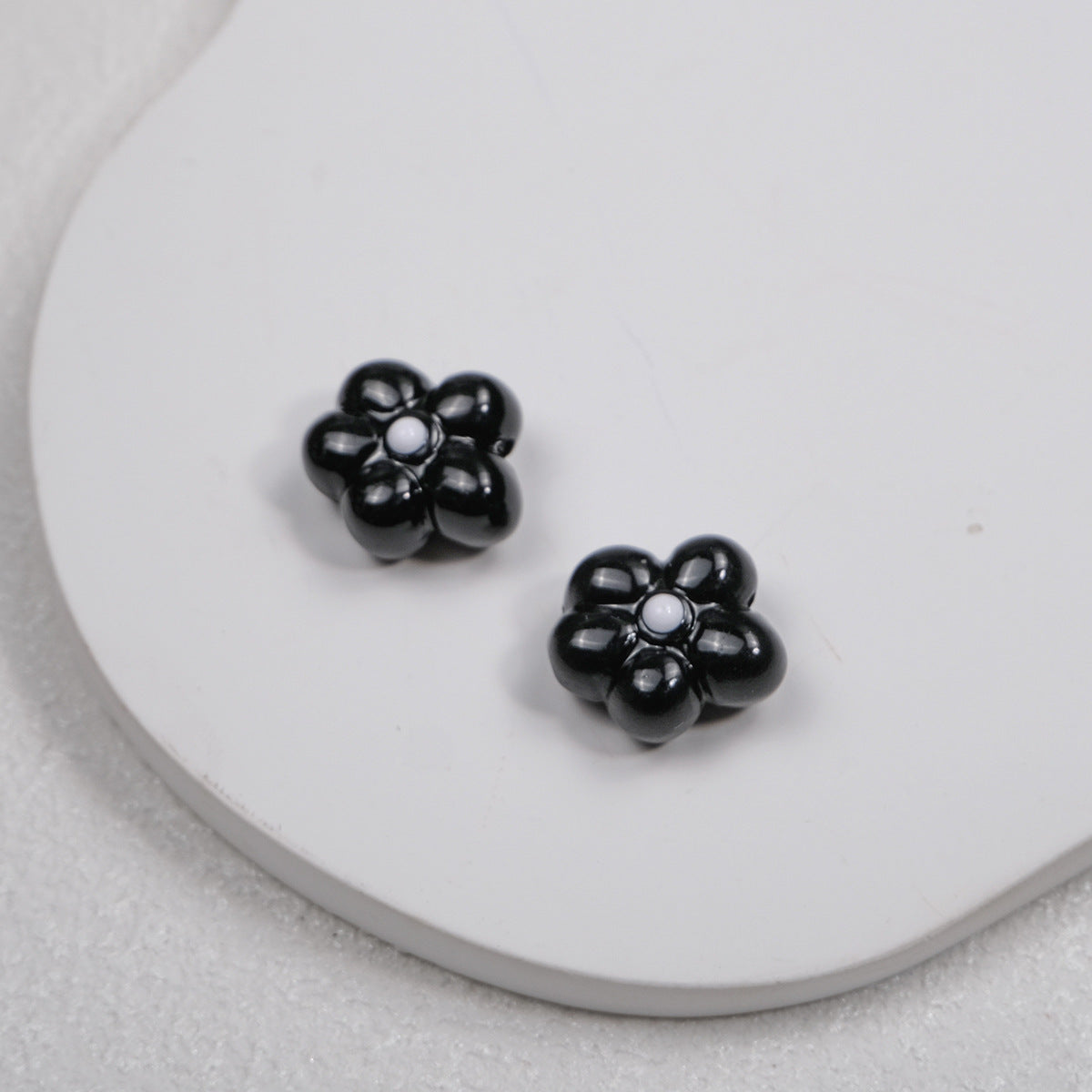 Hand Painted Irregular Flower Acrylic Beads 16mm Enamel Finish 50pcs 11