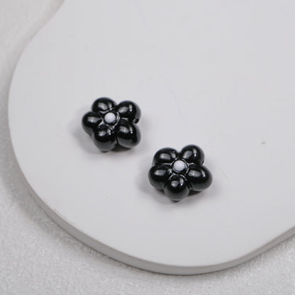Hand Painted Irregular Flower Acrylic Beads 16mm Enamel Finish 50pcs 11