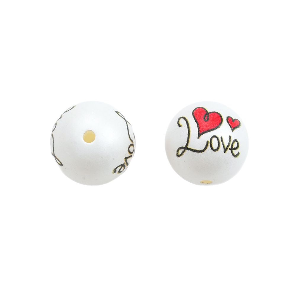 Heart Acrylic Beads 16mm Valentine'S Day Love Printed 20pcs 5