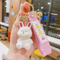 Cartoon Resin Animal Keychain Piglet Dinosaur with Fruit Strap and Bell 8