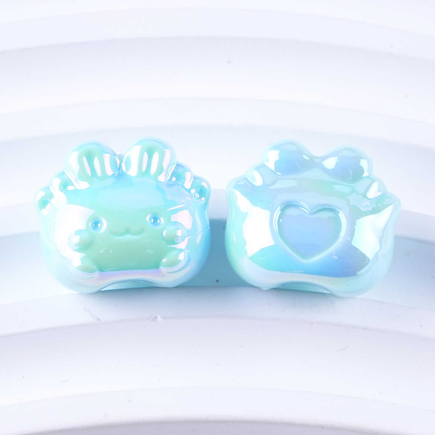 Plated Small Rabbit Acrylic Beads 17mm UV Iridescent Finish 50pcs 9