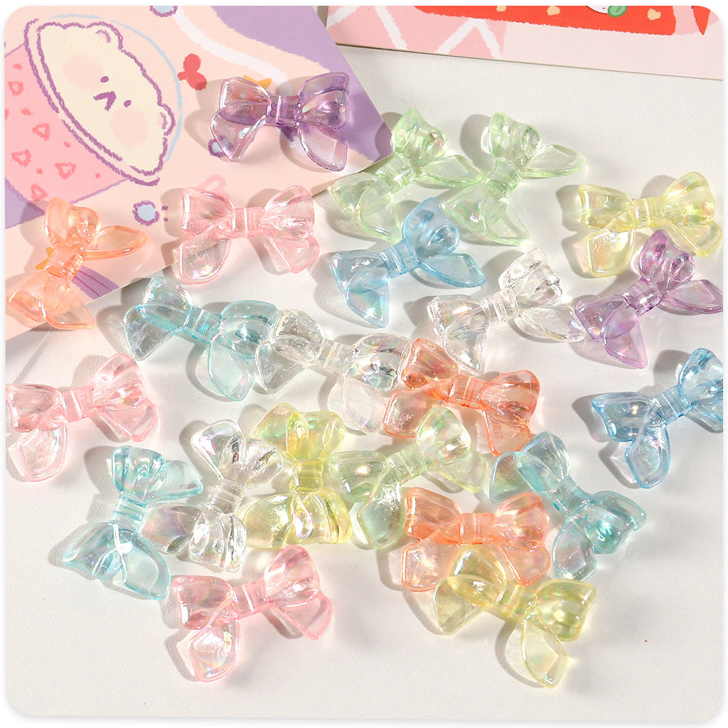 Transparent Bow Acrylic Beads 31mm AB Colored Plating 1pc
