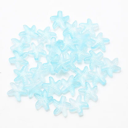 Electroplated Starfish Glass Beads 13-14mm Transparent 30pcs 32