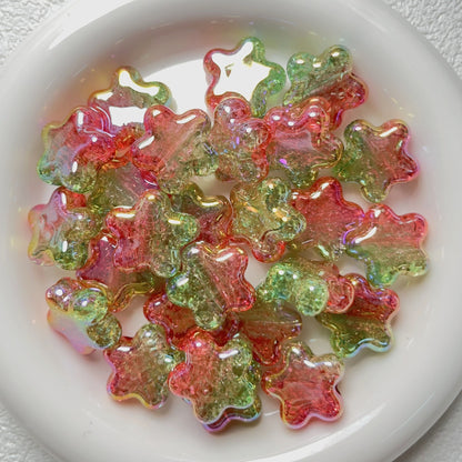 Dual Color Gradient Crackle Rounded Star Acrylic Beads 23mm 10pcs 3