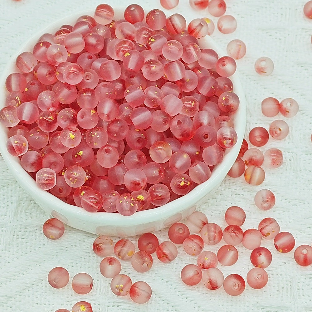 Frosted Round Glass Beads 6mm Colorful Speckled Matte Finish 50pcs 36