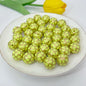 Round Acrylic Beads 16mm Gilded Plaid Pattern Glossy 50pcs 8