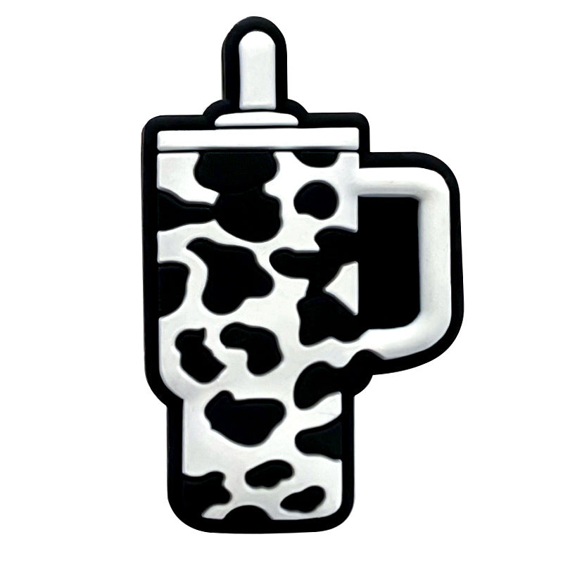 Silicone Focal Beads Cow Print Travel Cup Handle 20pcs 9