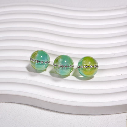 Luminous Rhinestone Chain Enlaced Resin Beads 16mm Round 10pcs 8