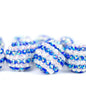 Rhinestone Bubblegum Beads 16-22mm Deep Blue White Striped Resin 5pcs
