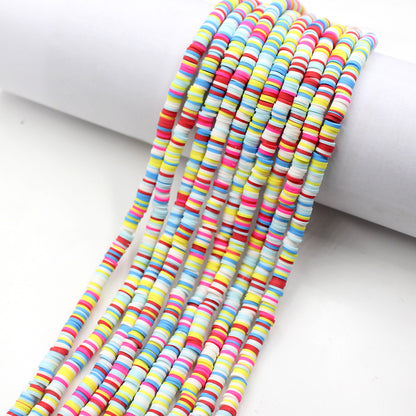 Flat Clay Beads 6mm Colorful Polymer Spacer Disc 10strands 50