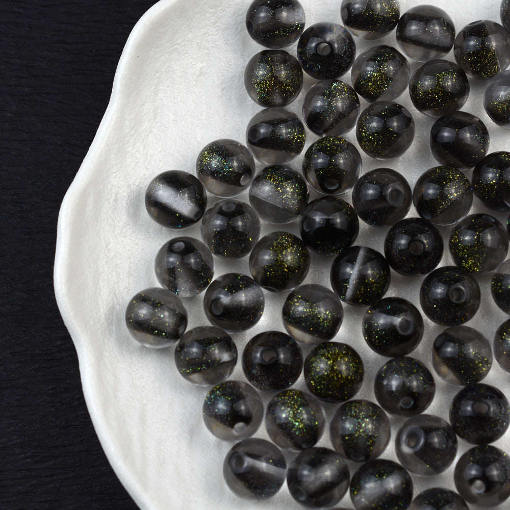 Dyed Core Glitter Resin Round Beads 8-16mm Mixed Colors 10pcs 7