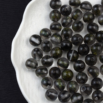 Dyed Core Glitter Resin Round Beads 8-16mm Mixed Colors 10pcs 7