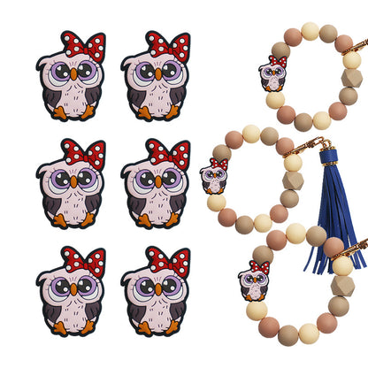 Silicone Focal Beads Animal Tiger Owl Faces 20pcs 2