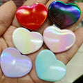 UV Plating Glossy Heart Acrylic Flat Beads 26-32mm 100pcs