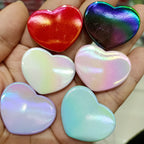 UV Plating Glossy Heart Acrylic Flat Beads 26-32mm 100pcs