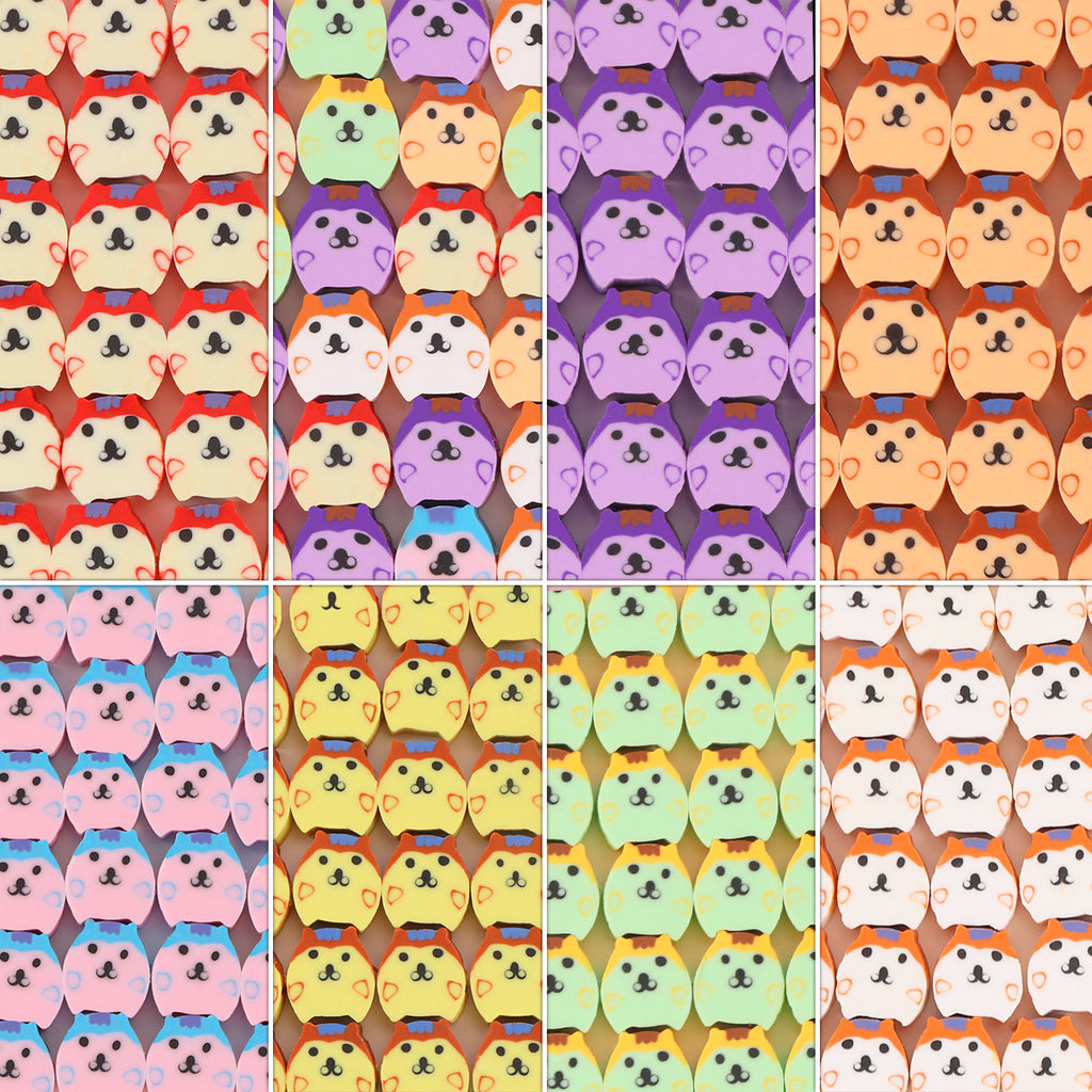 Animal Flat Clay Beads 9mm Cheerful Puppy Pattern Polymer 100pcs