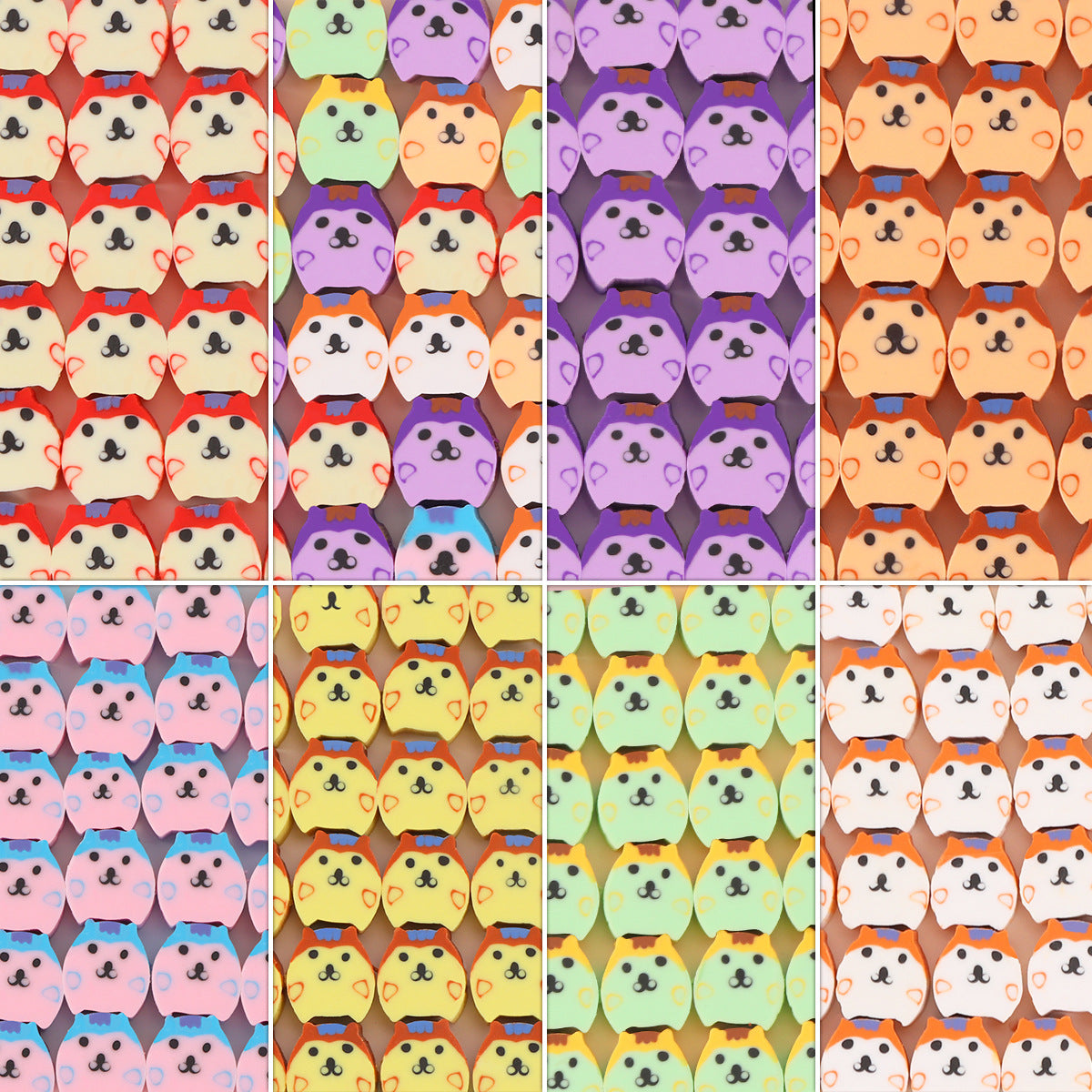 Animal Flat Clay Beads 9mm Cheerful Puppy Pattern Polymer 100pcs