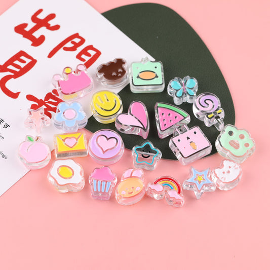 Transparent Enamel Lollipop Series Acrylic Beads 20-30mm Playful Mixed 20pcs