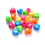 Bright Colored Heart Acrylic Beads 15mm Large Hole 10pcs 6